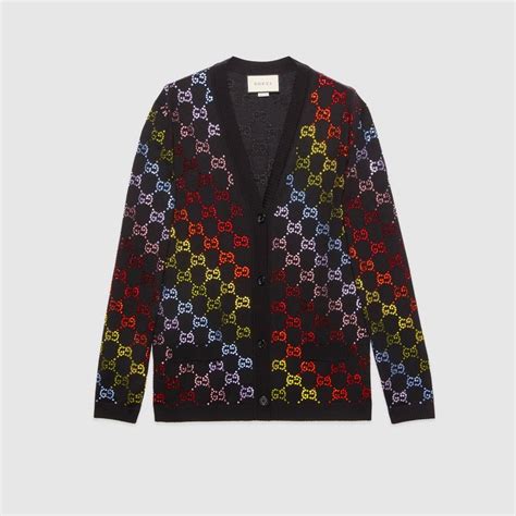 gucci cardigan rainbow|gucci reversible cardigan.